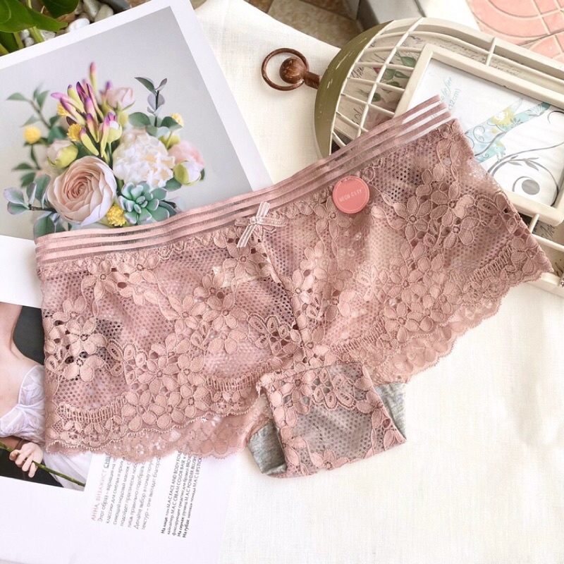 QUẦN LÓT REN NỮ SEXY CAO CẤP - Quần lót nữ ren đùi màu da, đen, hồng, tím, xanh | BigBuy360 - bigbuy360.vn