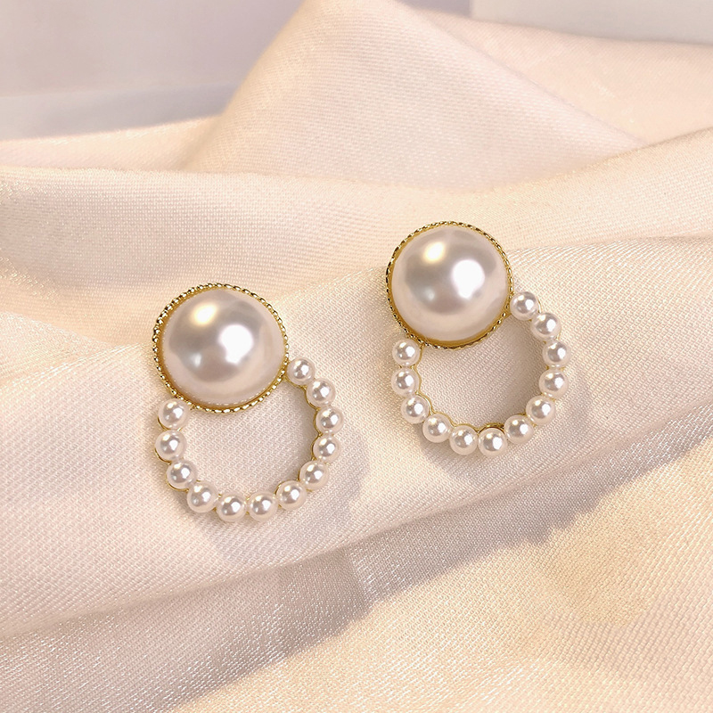 Fashion silver needle love earrings pearl women Earrings versatile jewelry accessories