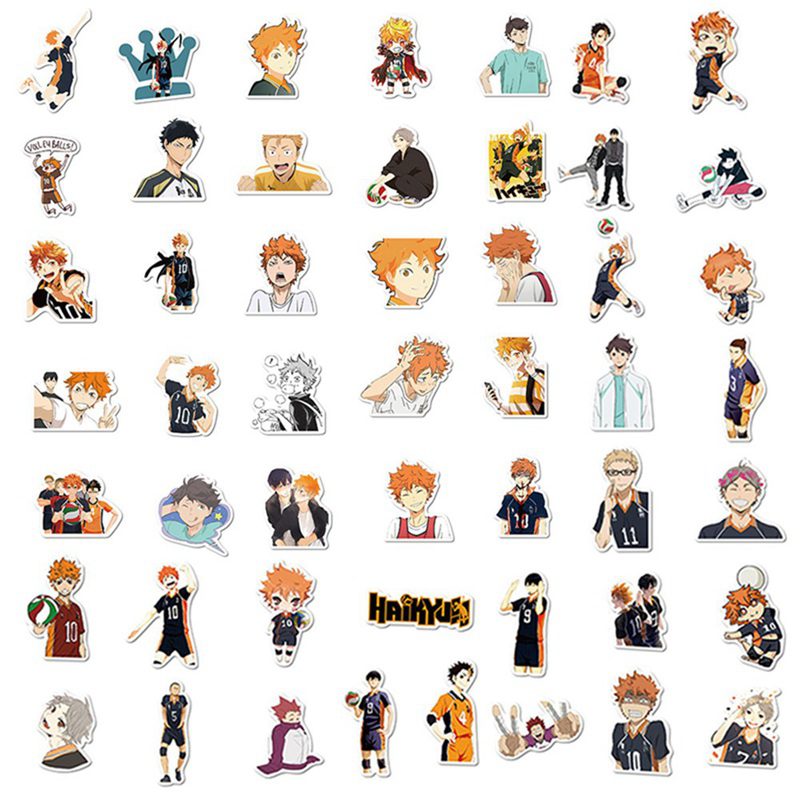 52Pcs Anime Volleyball Juvenile Suitcase Computer Graffiti Stickers