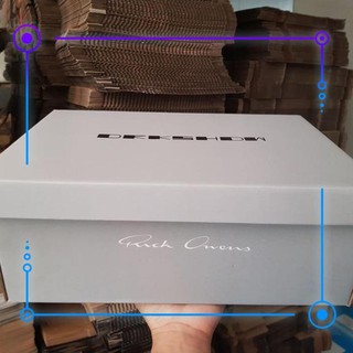 Hộp Giấy Carton đựng giày dép, Hộp mũ Rick Owen DRKSHDW + Bill thẻ + Giấy gói Nhật xịn chuẩn Fullbox