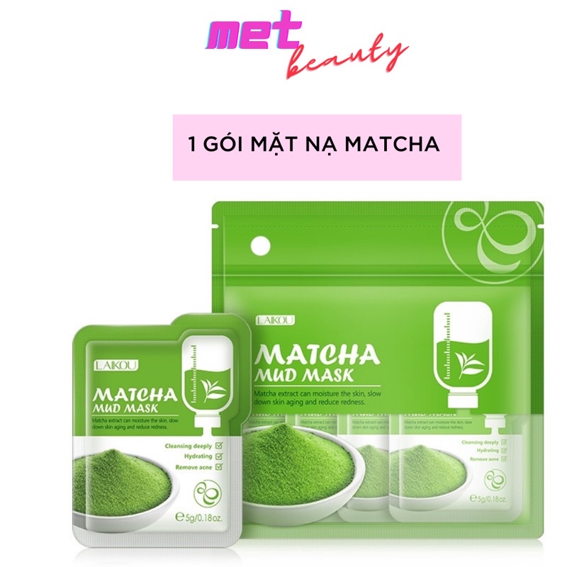 Mặt nạ bùn Matcha Mud Mask Laikou 1 gói 5g mặt nạ ngủ trà xanh nội địa trung Chính Hãng