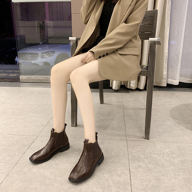 Giày bốt da màu trơn thời trang cho nữ