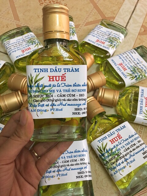Tinh dầu tràm Huế nguyên chất lọ dẹt 100ml tắm và bôi cho trẻ