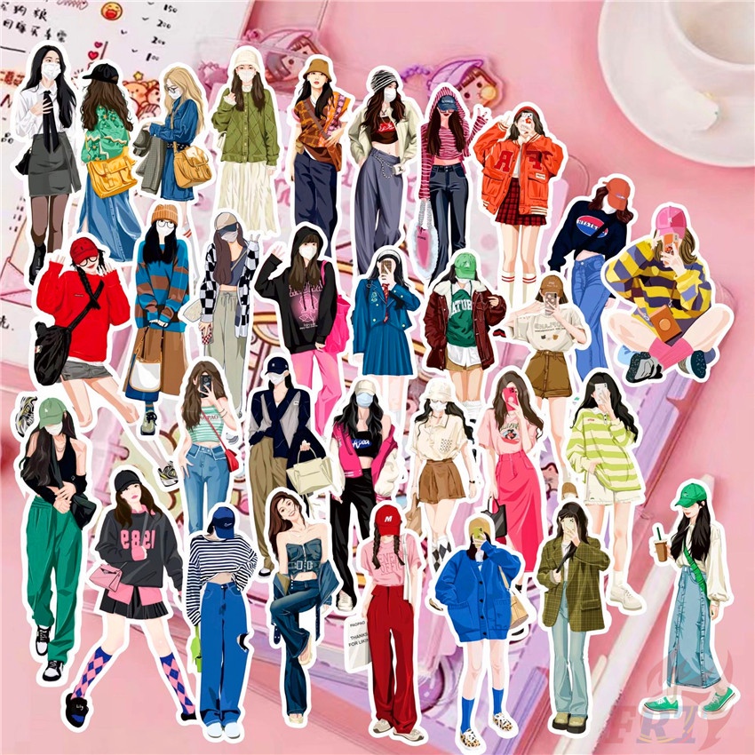 55Pcs/Set ❉ Fashion Modern Model . Beauty Girls Stickers ❉ DIY Fashion Decals Doodle Stickers