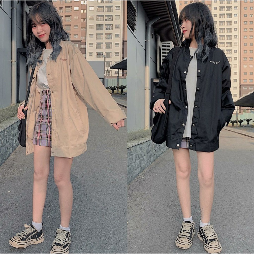 Áo Khoác Kaki WIN BIG TIME Jacket Nam Nữ Unisex Form Rộng Ulzzang