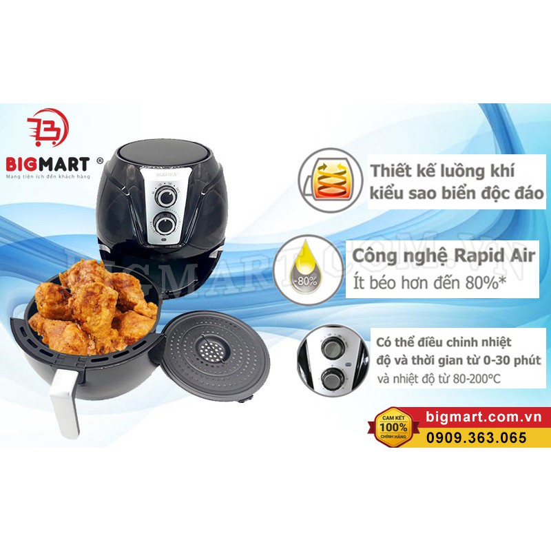 Hot nhất thị trường 2021,Nồi chiên không dầu MTK-9145 dung tích lớn tới 4,5L bằng công nghệ Rapid Air