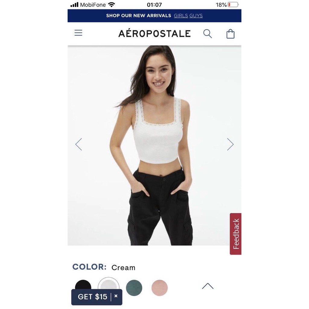 Áo 2 dây bản to AÉROPOSTALE dáng croptop quyến rũ, thanh lịch đủ màu