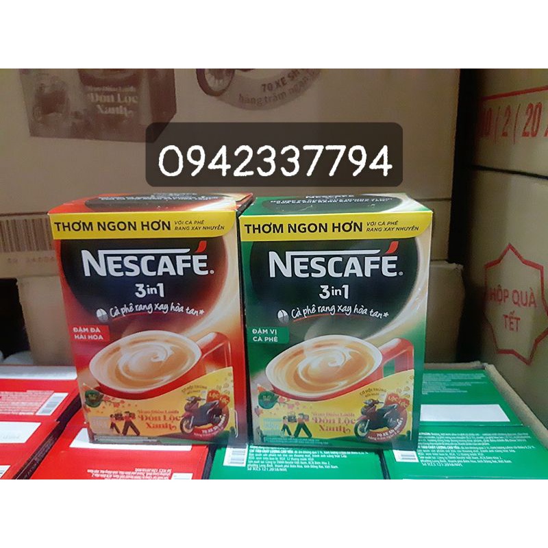 Nescafé 3in1 cà phê rang xay hòa tan đậm đà hài hòa (Đỏ) / Đậm vị cà phê( Xanh) (Hộp 20 gói x 17g)