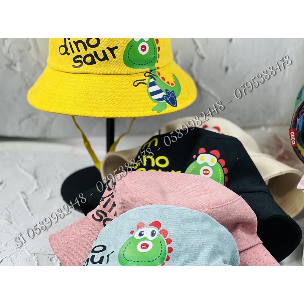 NÓN BUCKET - MŨ TAI BÈO CON KHỦNG LONG CHO BÉ TRAI BÉ GÁI 1T ĐẾN 5T