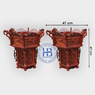 Cặp đèn lồng khung treo gỗ hương 47cm