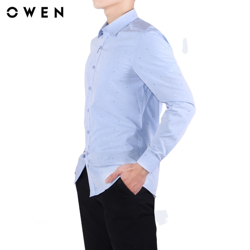 Áo sơ mi Dài tay Owen Lô hội Slim Fit màu Xanh - AS22943D