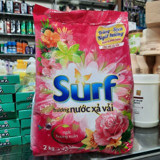 Bột giặt Surf ngát hương xuân hương nước xả vải gói 2kg màu hồng