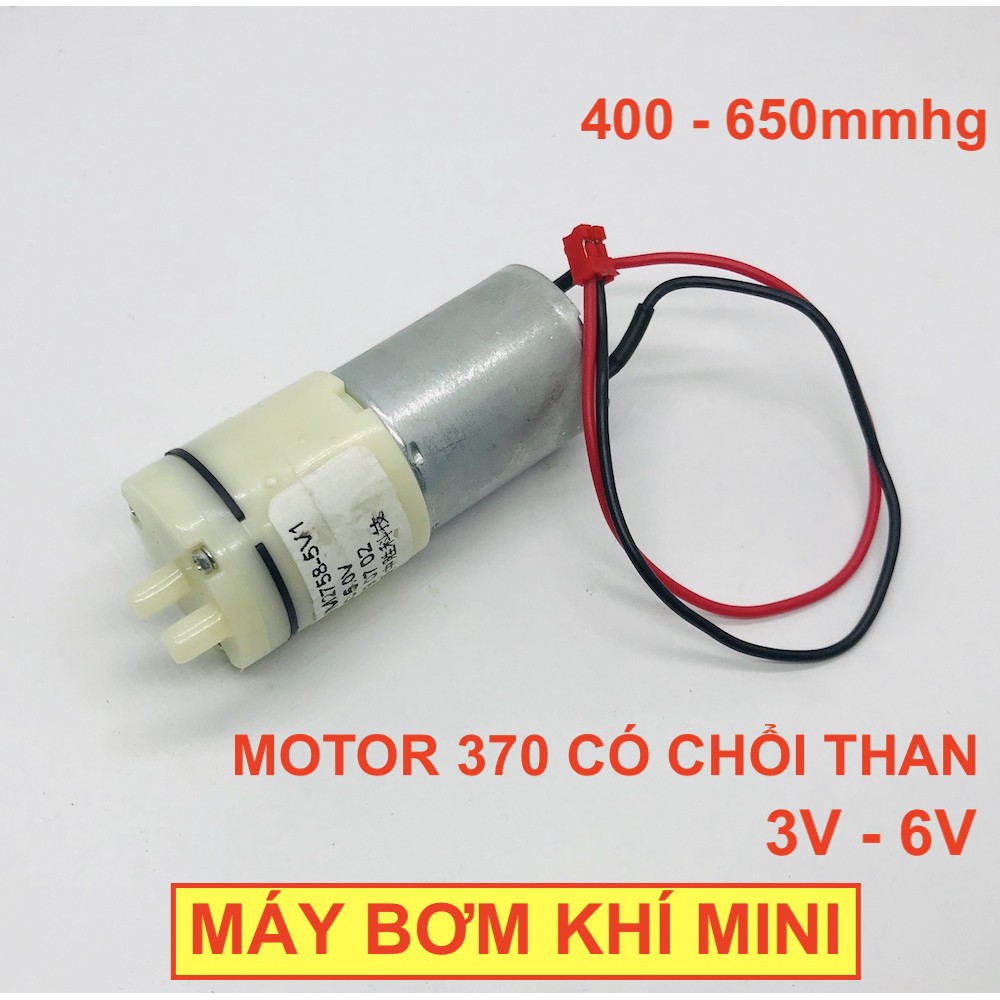 Bơm khí nén khí mini bơm oxy 3V - 6V motor chổi than 370 áp suất 400 - 650mmhg - LK0231