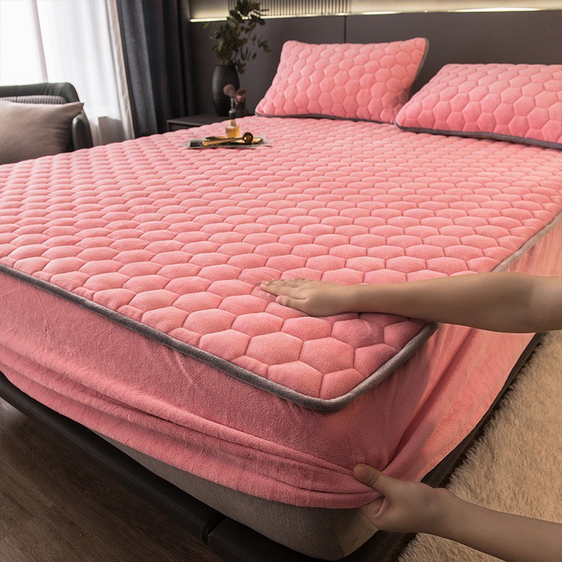 Ga gối nỉ nhung trần bông trơn viền ghi