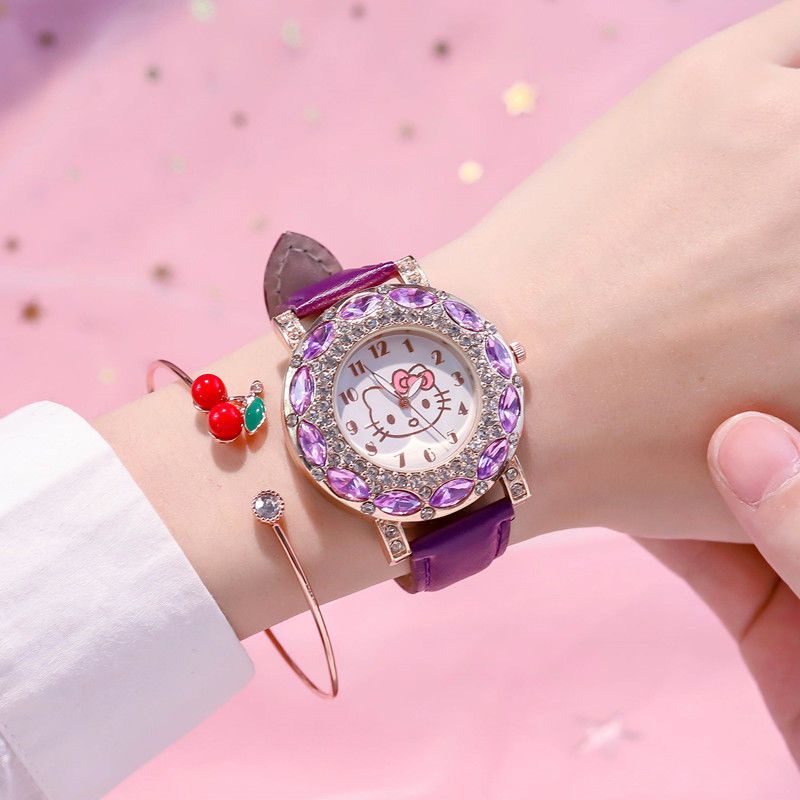 Đồng Hồ Đeo Tay Chống Nước Chống Rơi Hình Mèo kitty Dễ Thương Dành Cho Học Sinh Tiểu Học / Trung Học / Bé Gái