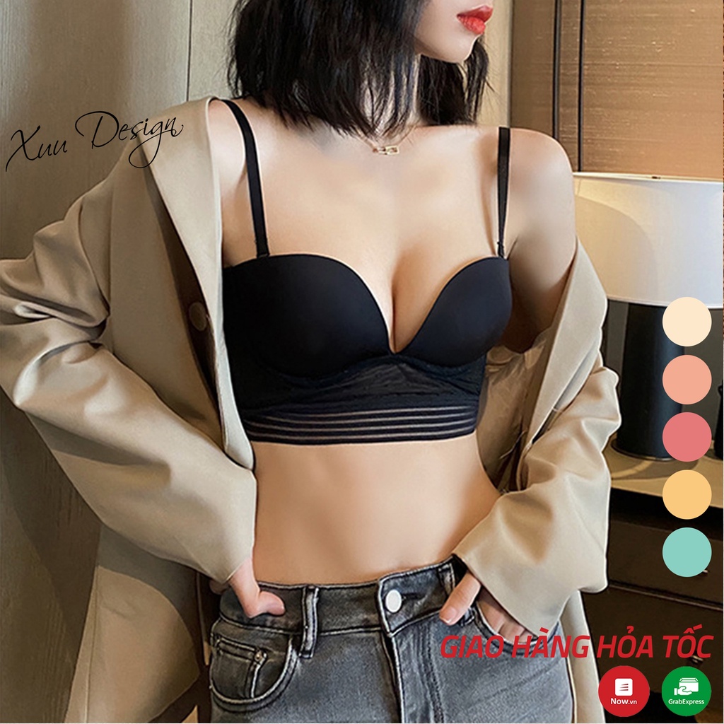 Áo lót nữ có gọng vải su mềm mát XUU, thiết kế hở lưng phối ren xuyên thấu gợi cảm - AV45