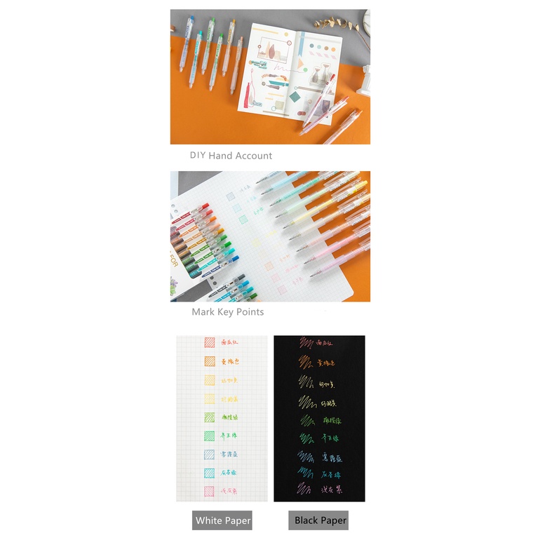 Set 9 Ruột Bút Gel Nhiều Màu Ngòi 0.5mm