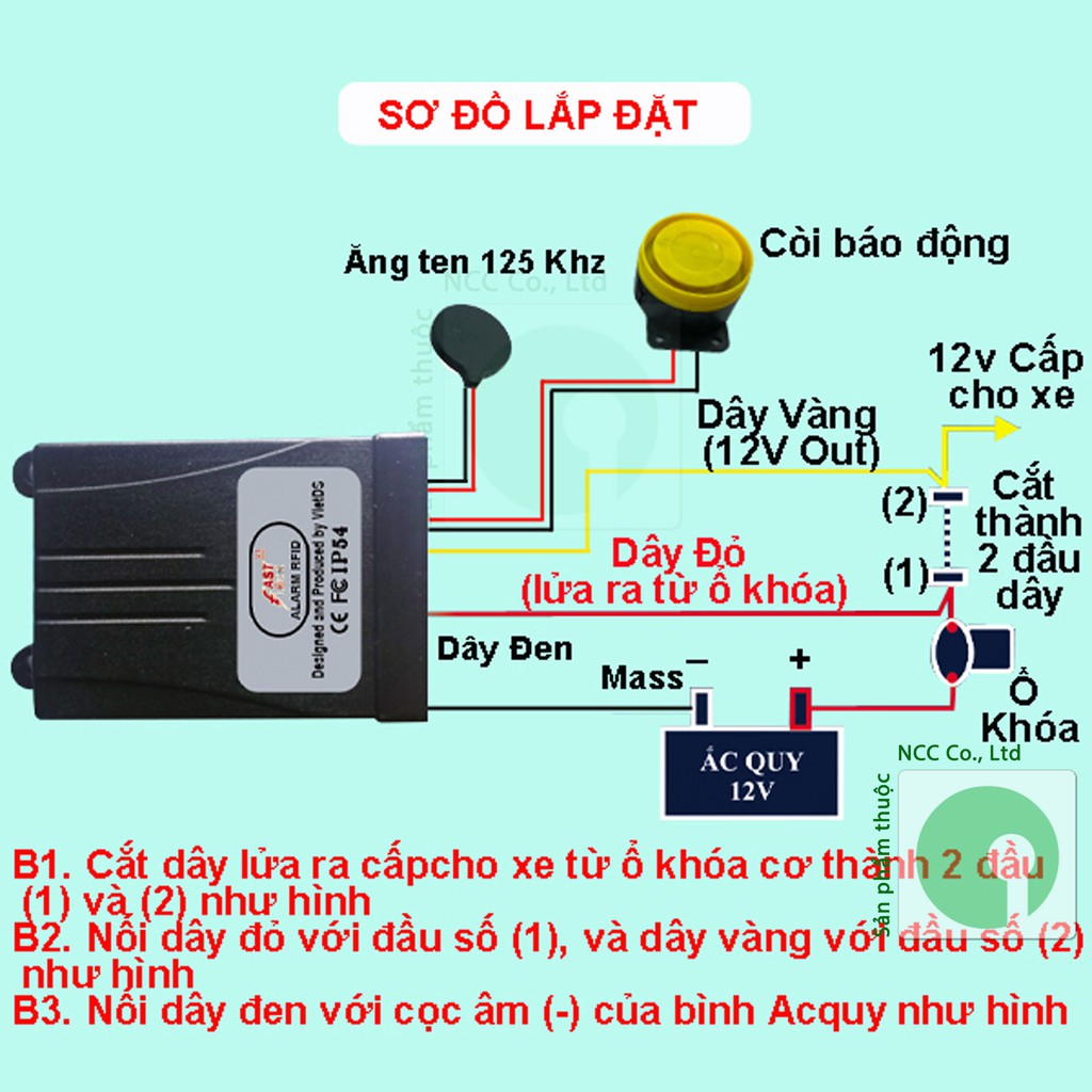 Thiết bị báo chống trộm xe máy bằng thẻ Chip từ - không hao bình - NPD-4214-KhoaChipCT