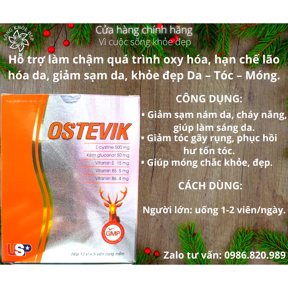L-cystein 500mg - OSTEVIK - Viên uống đẹp da, chống lão hoá, làm chậm quá trình oxy hóa, giúp sáng da, giúp giảm sạm da.
