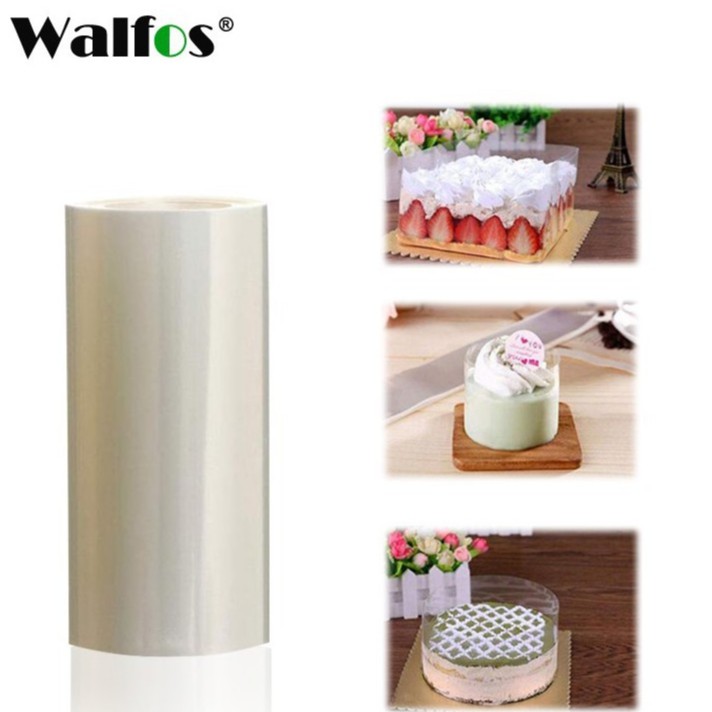 Cuộn giấy kiếng hiệu WALFOS trong suốt dùng để bọc mép bánh chất liệu PET kích thước 8-10m