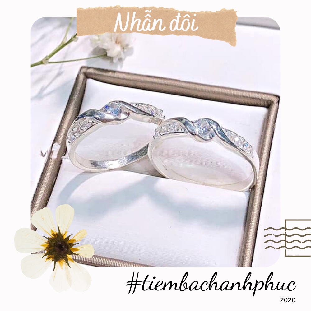 Nhẫn Đôi, Nhẫn đôi bạc nam nữ bạc ta xịn không xỉn màu, nhẫn cặp tình yêu - Mã TSJC14