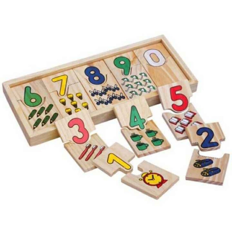 Giáo cụ Montessori hộp ghép số và học đếm bằng gỗ an toàn cho bé