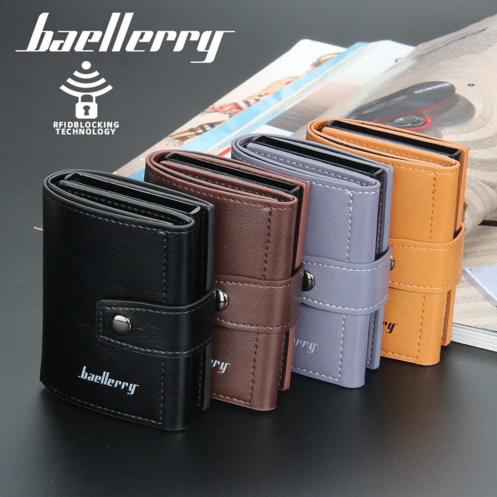 Baellerry Ví Đựng Thẻ RFID Tự Động Bằng Kim Loại Nhôm Phong Cách Âu Mỹ Cho Nam