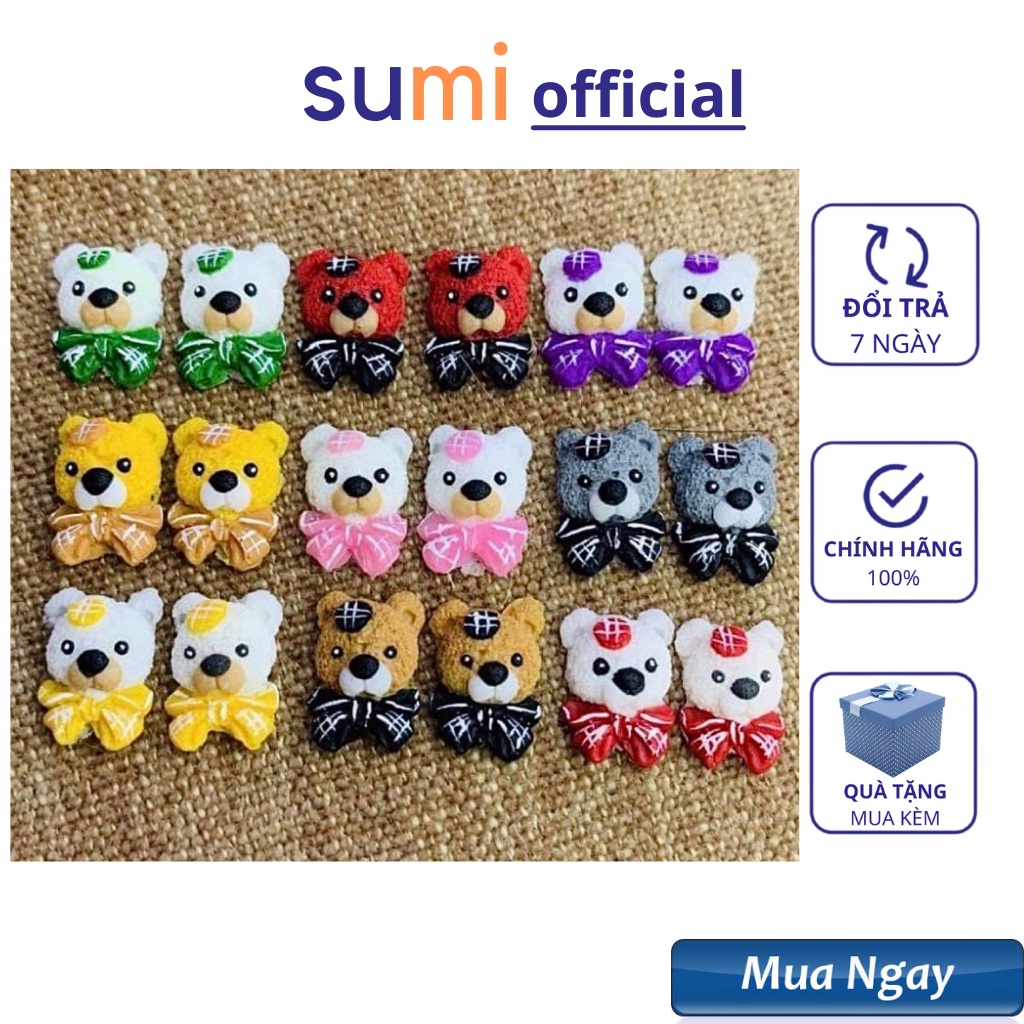 Gấu bột nail, charm gấu nơ gắn móng trang trí móng