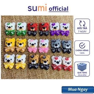 Gấu bột nail, charm gấu nơ gắn móng trang trí móng