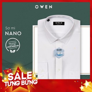 OWEN - Aó sơ mi Owen dài tay màu trắng 100% nano (có túi/ không túi)  - Áo sơ mi trắng dài tay  Owen