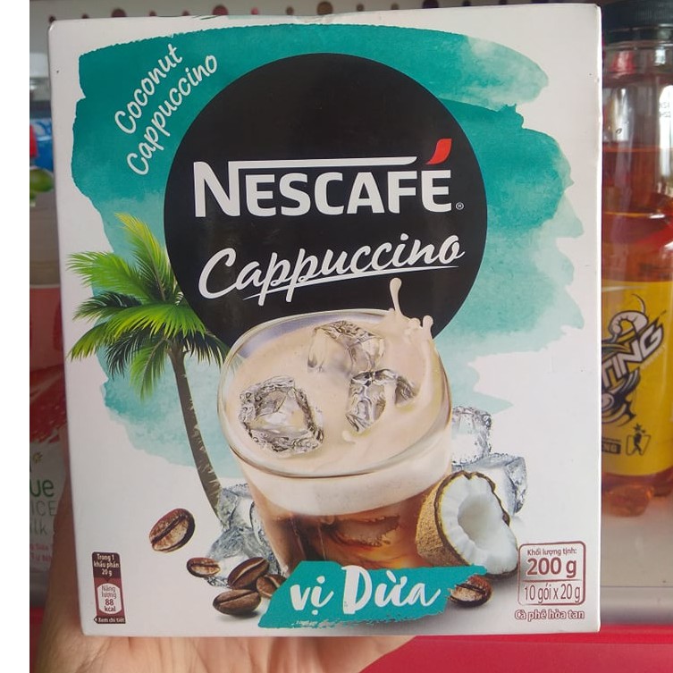 Cà phê Nescafe Cappuccino Vị Dừa - Hộp 10 gói x 20g