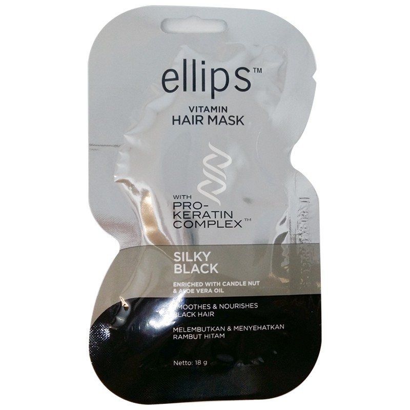 Gói kem ủ tóc Ellips đen mượt Silky Black 18g - đen
