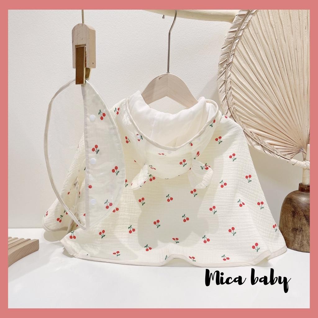 Áo choàng chống nắng gió kèm mũ chống giọt bắn vải xô muslin mềm mại cho bé QA31 Mica Baby