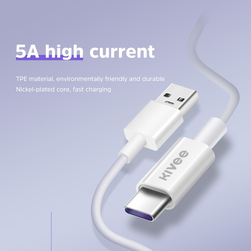 Dây Cáp Sạc Nhanh KIVEE CT208 5A Thiết Kế Dây Cổng Micro USB Type C Cho Samsung Xiaomi huawei