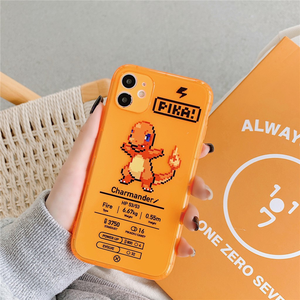 Ốp điện thoại cặp bằng nhựa mềm họa tiết Pikachu màu dạ quang cho iPhone 11 PRO MAX 6 6s 7 8 plus X XS XR XSMAX