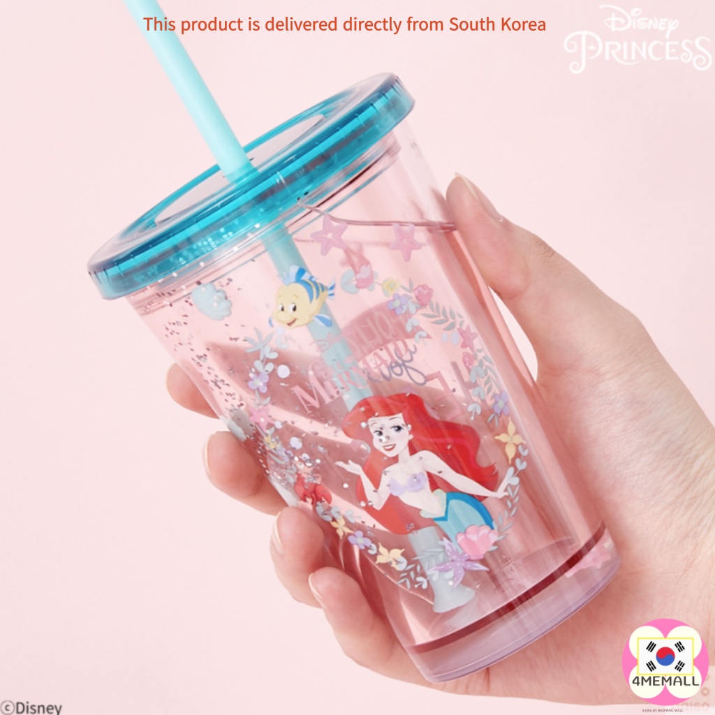 DAISO Bình nước có ống hút dung tích 330ml họa tiết công chúa Disney xinh xắn