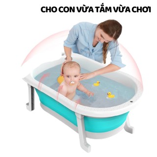 Chậu tắm HANBEI có cảm biến nhiệt cho bé gấp gọn kèm phao tắm cho trẻ sơ sinh