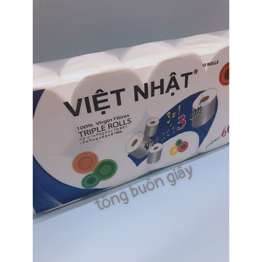 Giấy vệ sinh việt nhật 3 lớp 10 cuộn không lõi