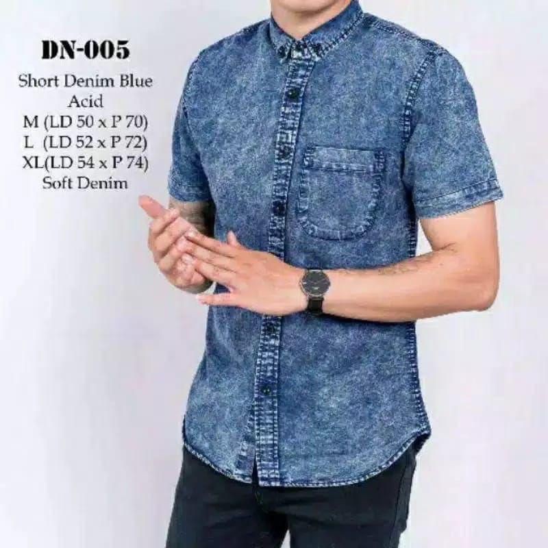 [Mã FACBGO245 giảm 10K đơn bất kì] Áo Sơ Mi Denim Ngắn Tay Thời Trang Dành Cho Nam