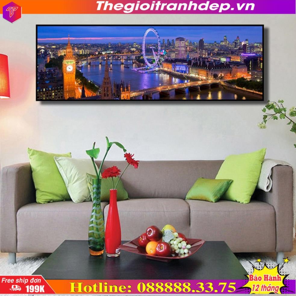 Tranh treo tường Ánh sáng thành phố, tranh treo tường 3D khổ lớn, tranh trang trí phòng khách, văn phòng