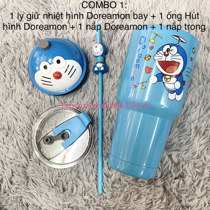 &lt;RẺ &amp; HOT&gt; Bộ ly giữ nhiệt hình Doreamon / Kitty siêu xinh