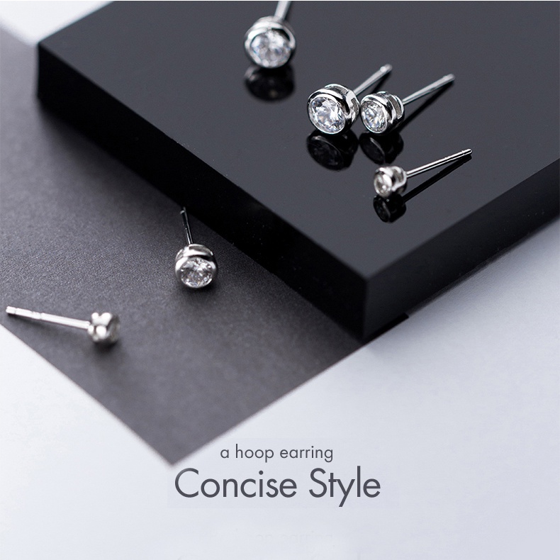 Khuyên Tai nụ đá bạc s925 nhiều size cho nam và nữ chuôi bạc - B2542 - Bảo Ngọc Jewelry