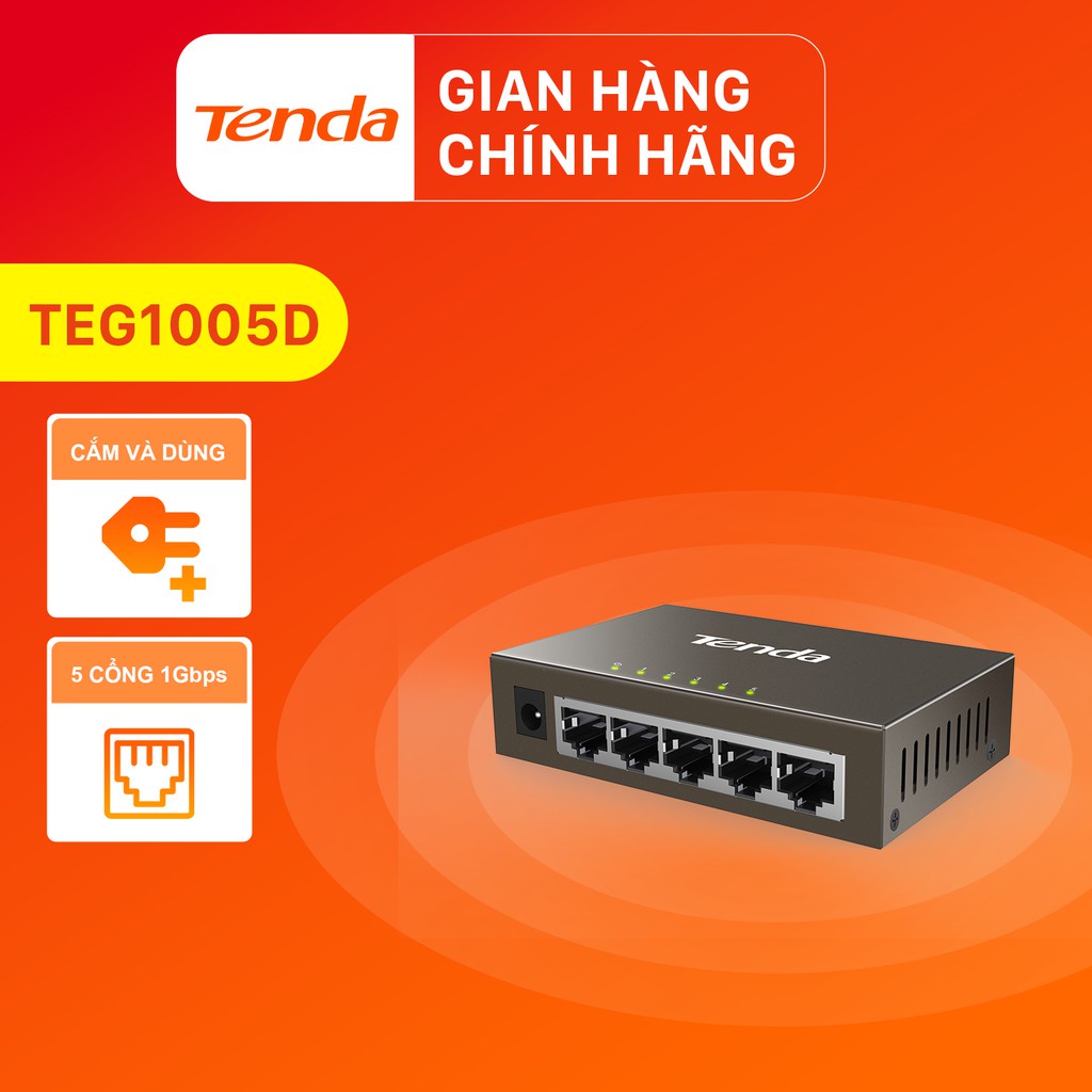 Tenda Bộ chia mạng Switch TEG1005D 5 cổng Ethernet 1000Mbps
