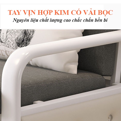 giường sofa gấp gọn thông minh 1m5 cao cấp đệm bọt biển, khung thép tĩnh tiện, có ngăm chứa đồ + tặng 2 gối trị giá 350k