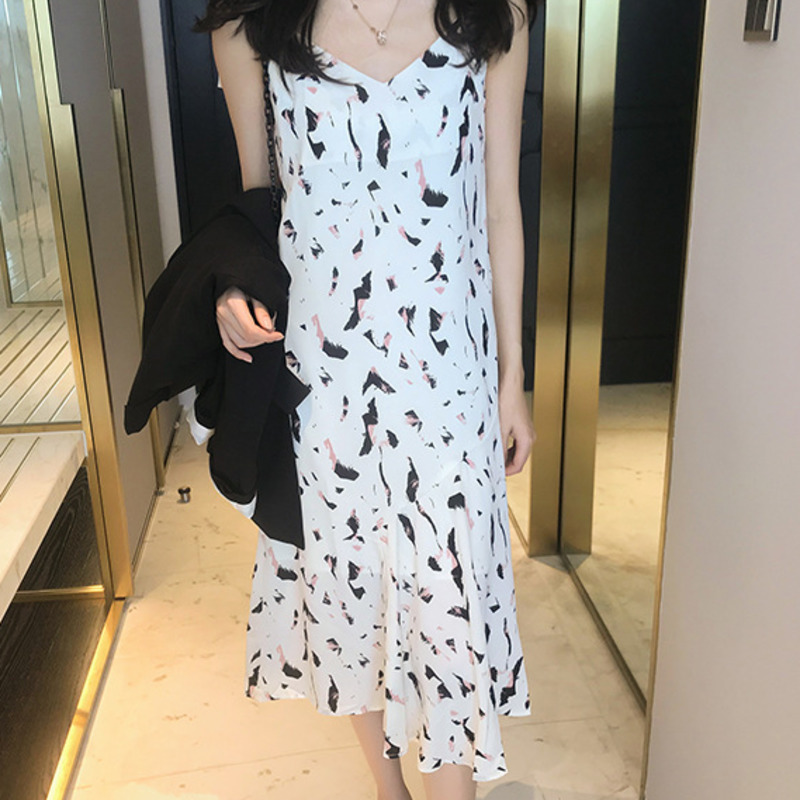 Đầm Chữ A Không Tay In Họa Tiết Xinh Xắn Dành Cho Nữ