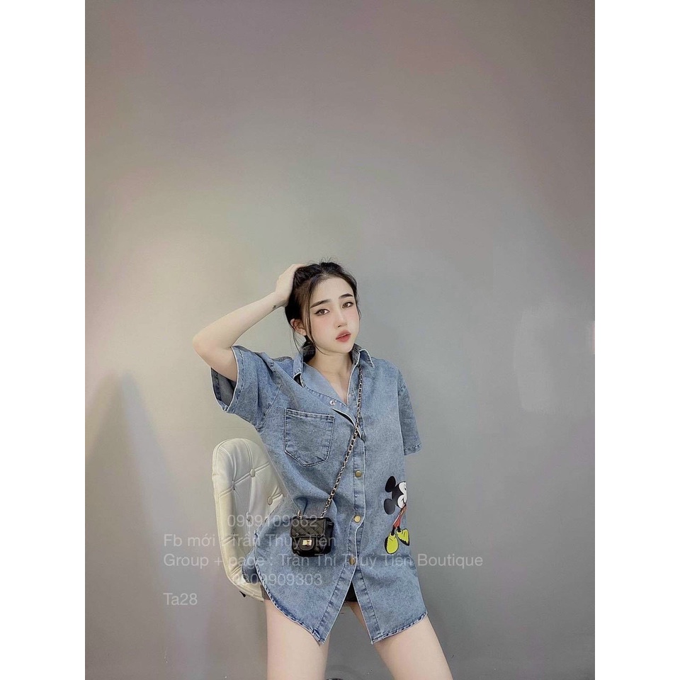 [Mã FAMARAL1 giảm 10K đơn 50K] ÁO SƠ MI BÒ MICKY CHO NỮ