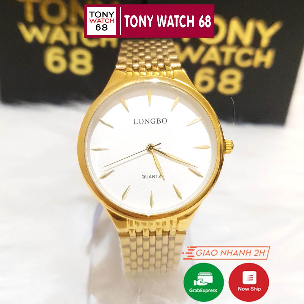 Đồng hồ nam Longbo dây thép vàng đúc đặc khóa thông minh di động chính hãng chống nước Tony Watch 68