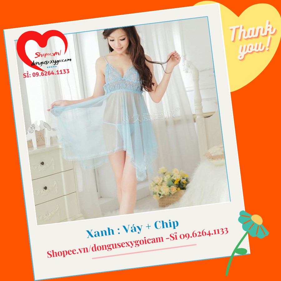 Đầm ngủ sexy xuyên thấu gợi cảm màu đỏ, hồng, xanh, trắng. voan mỏng kèm chip không có mút ngực MINALADY-SXM1127 SX MỎNG