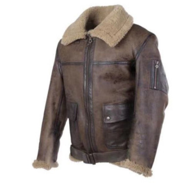 Áo khoác da nam lót lông bảo hành 1 năm - Áo khoác da lót lông cổ cao phòng cách Biker mạnh mẽ