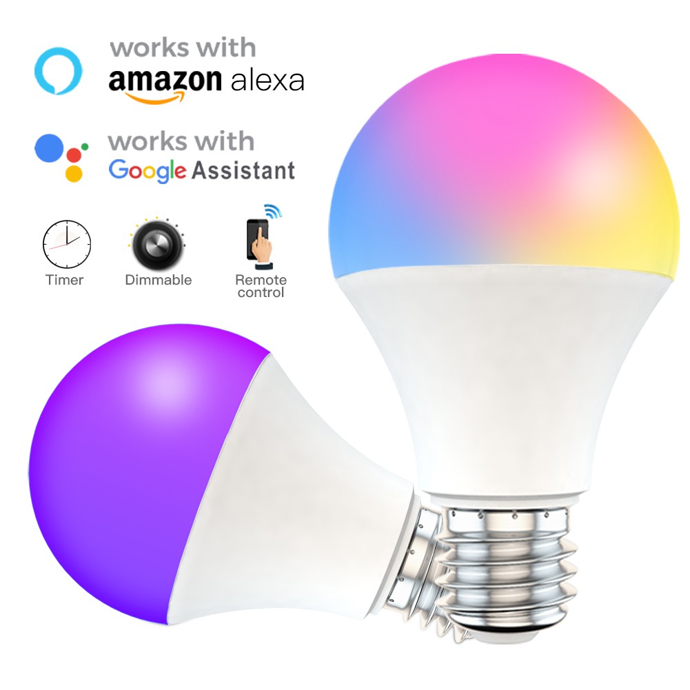 Smart Wifi Bulb Dimming Light Bulb 9W RGBCW Smart Light Bulb Voice Control Work With Alexa Google Home truing